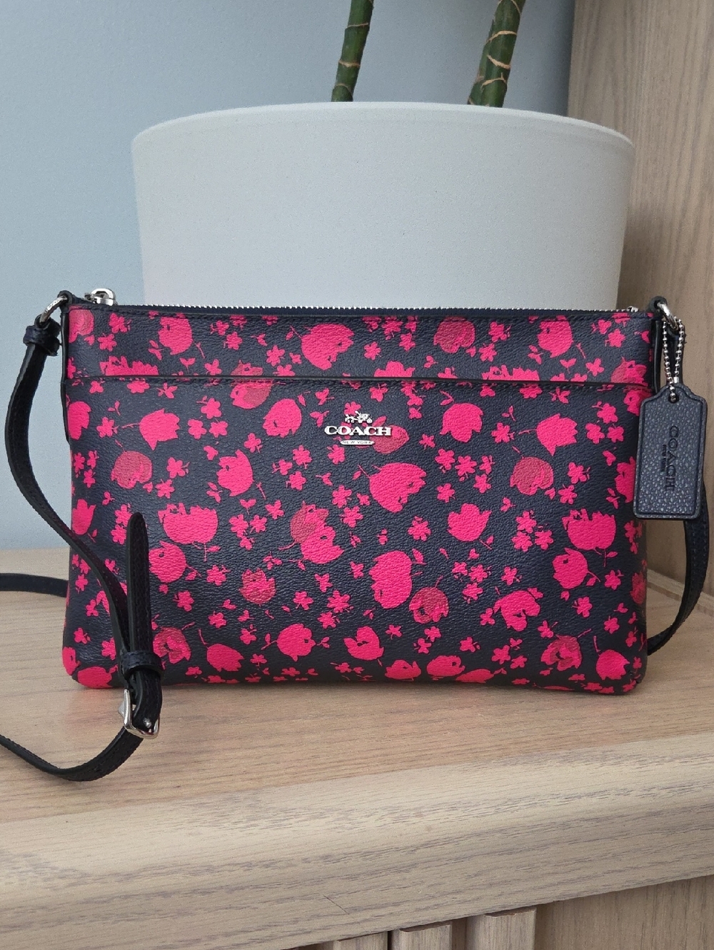NWOT Coach Midnight Navy Sienna Rose Leather Crossbody Bag